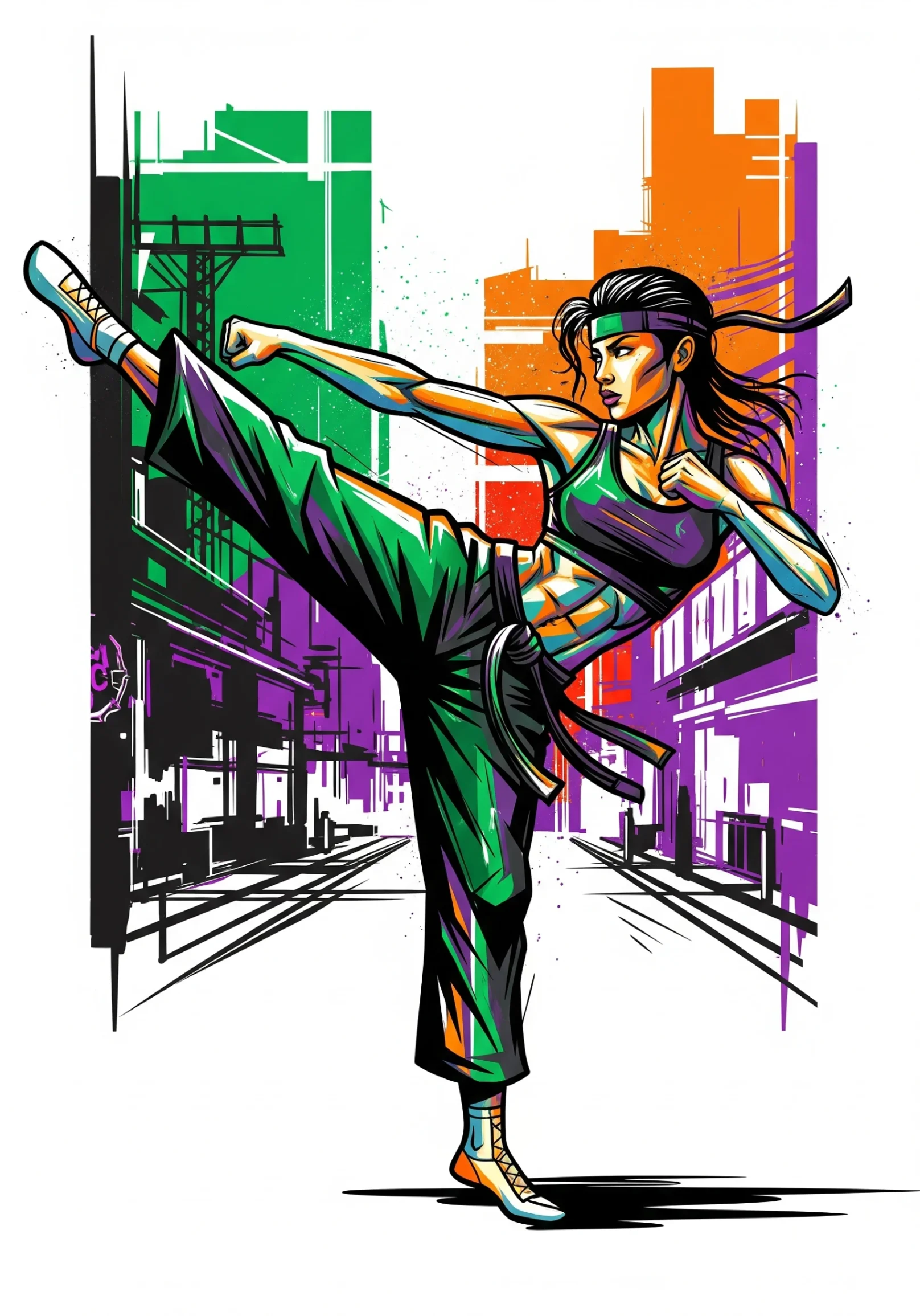 Dynamic Street Art Female Figure