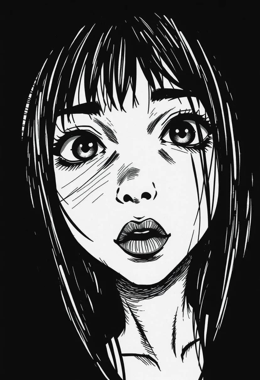 Blind Contour Sketch of a Girl