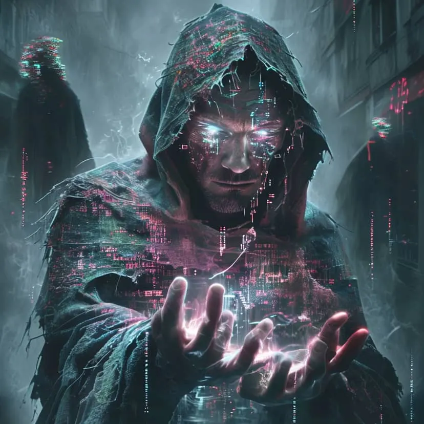 Necro-Hacker in Neon Fog