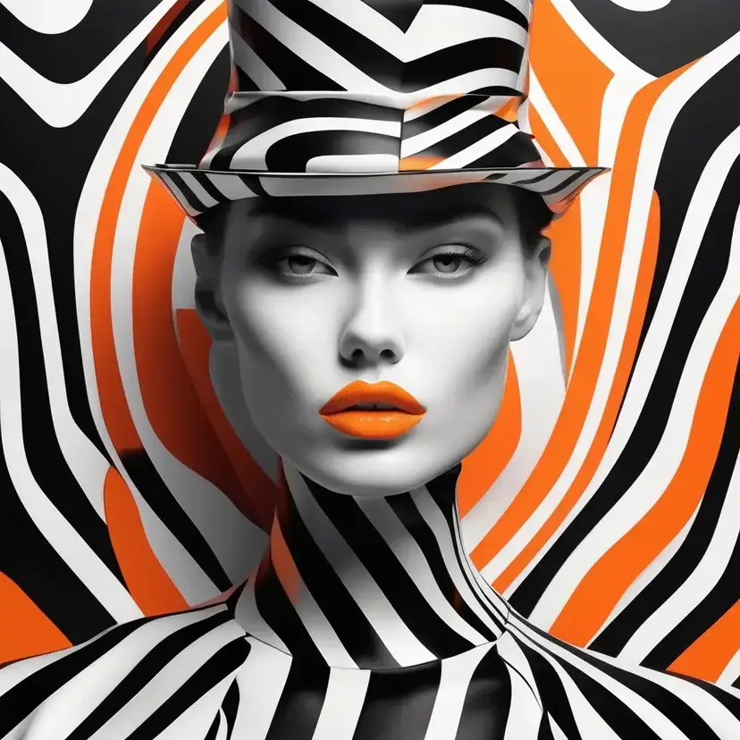 Black and White Op Art Woman