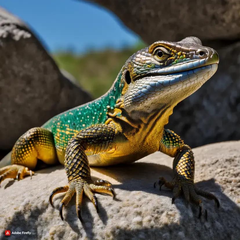 Sun-Soaked Lizard on Stone