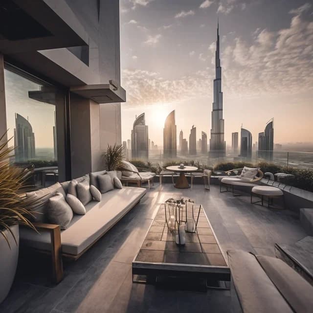 Dubai Penthouse Terrace with Burj Khalifa