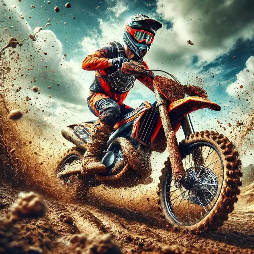 Motocross Biker in Muddy Terrain