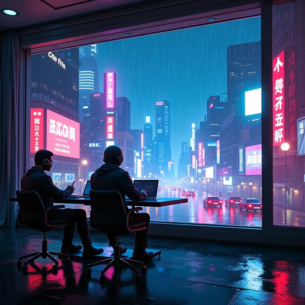Cyberpunk Meeting Room View