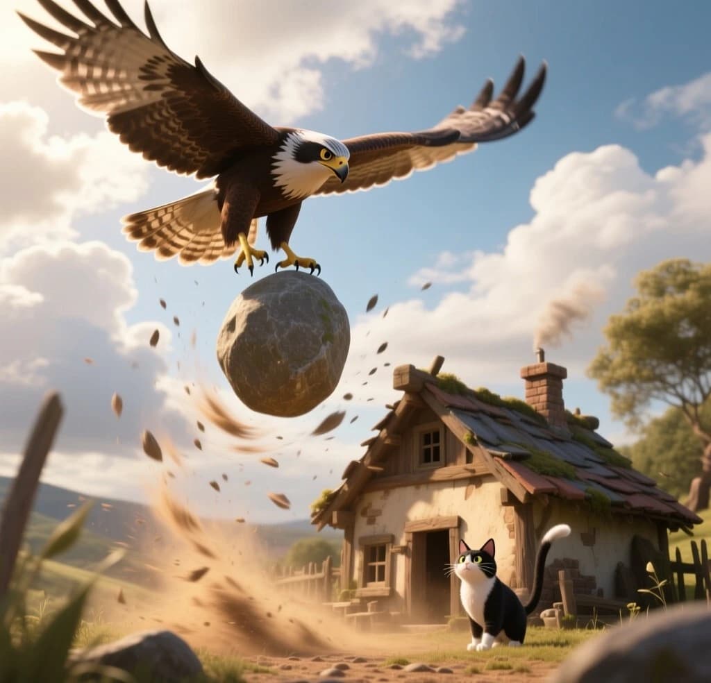 Hawk Attacks Cat House