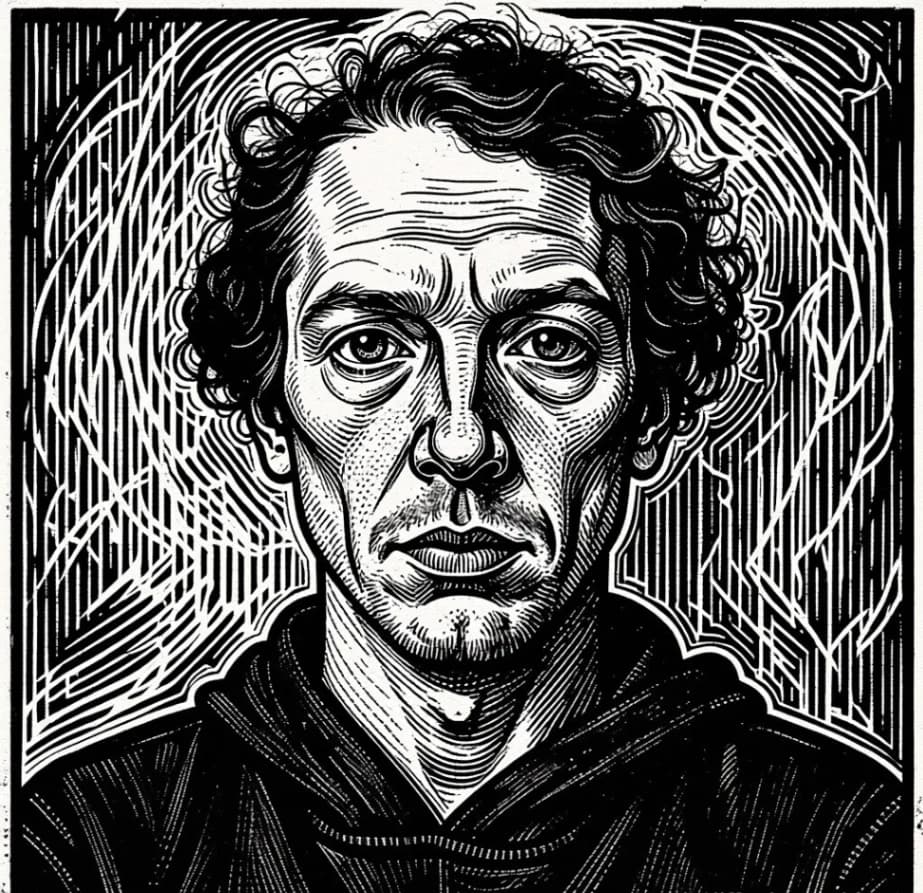 Woodcut Figure Painting