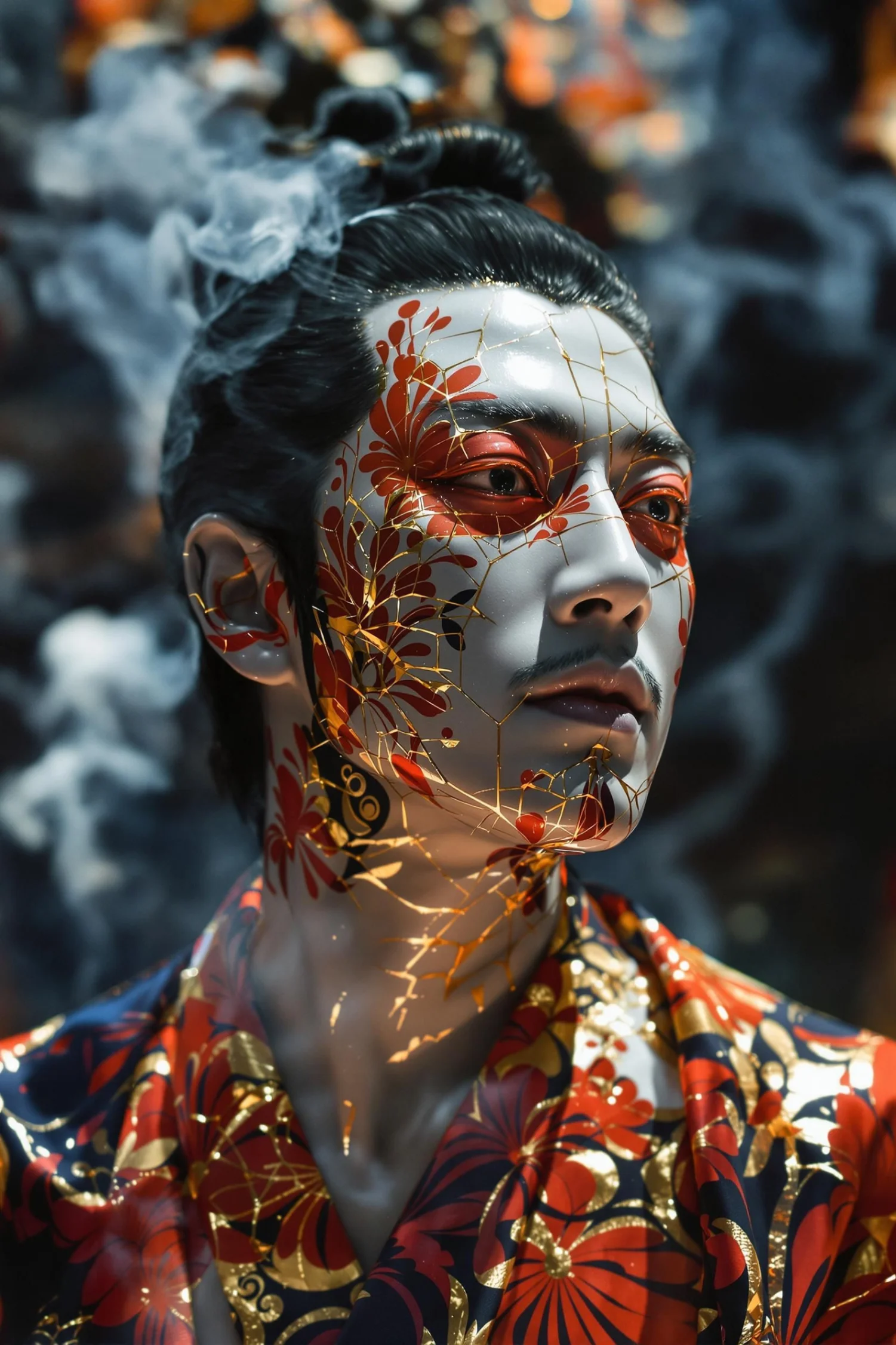 Japanese-Themed Porcelain Singer Portrait