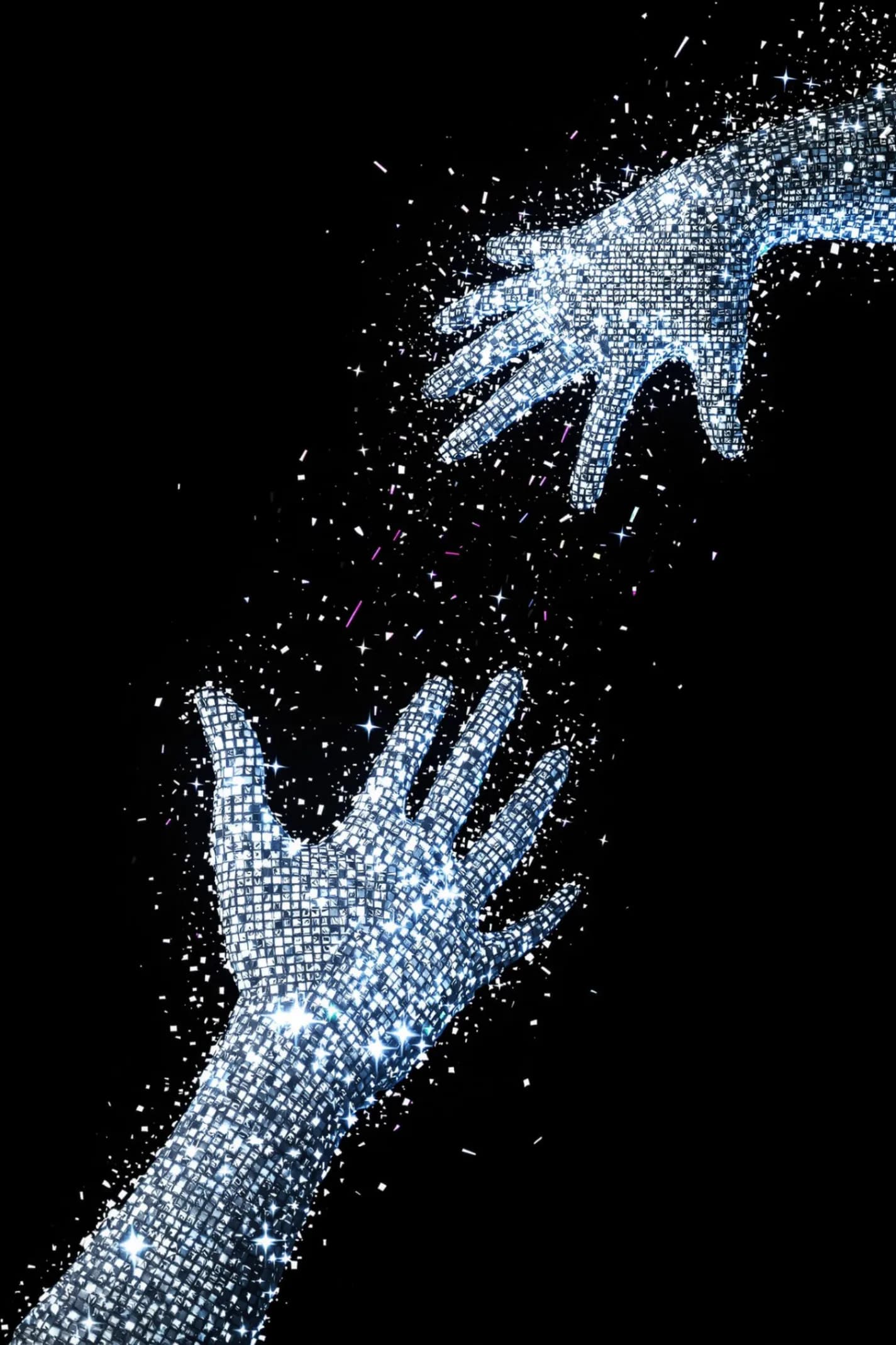 Futuristic Pixelated Hands