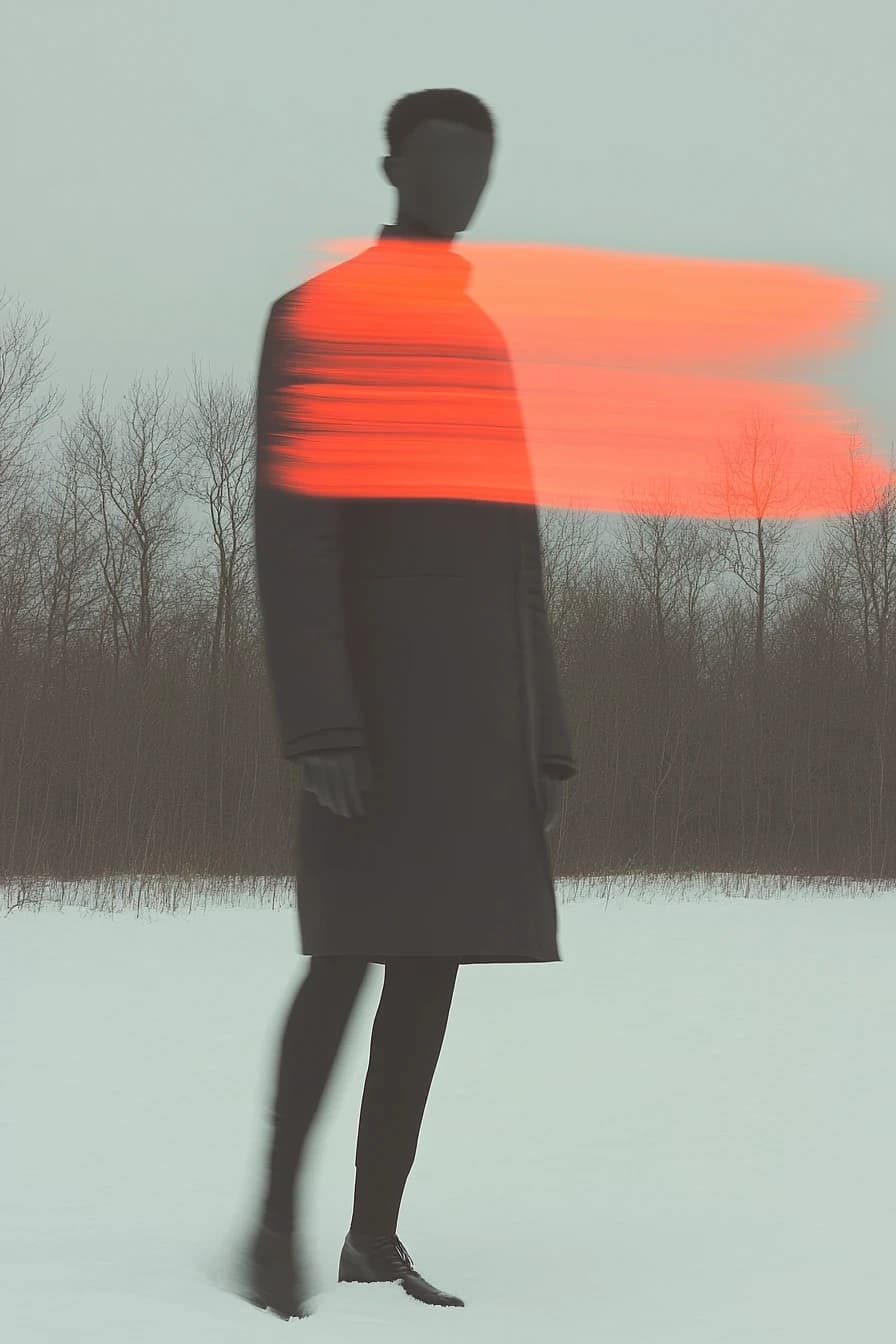 Blurry Snowy Winter Fashion with Ethereal Butterflies