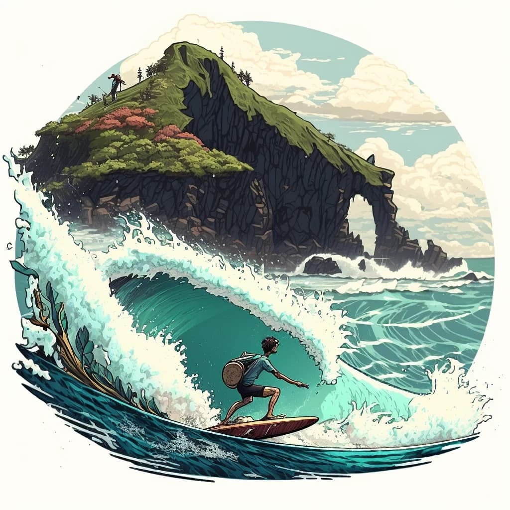 Man Surfing in Bali by Miyazaki